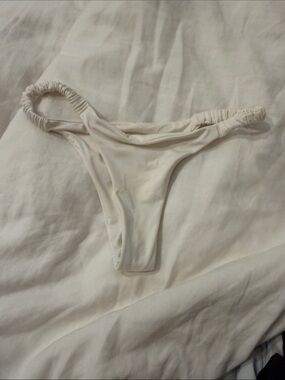 Frankie's Bikinis Cream Ruched Side Bikini Bottom